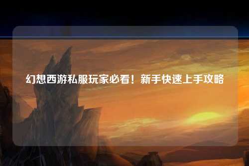 幻想西游私服玩家必看！新手快速上手攻略